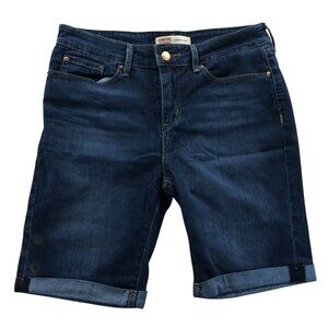 Levi Strauss Signature Womens Bermuda Shorts Size 8 Casual Blue Denim Cuffed
